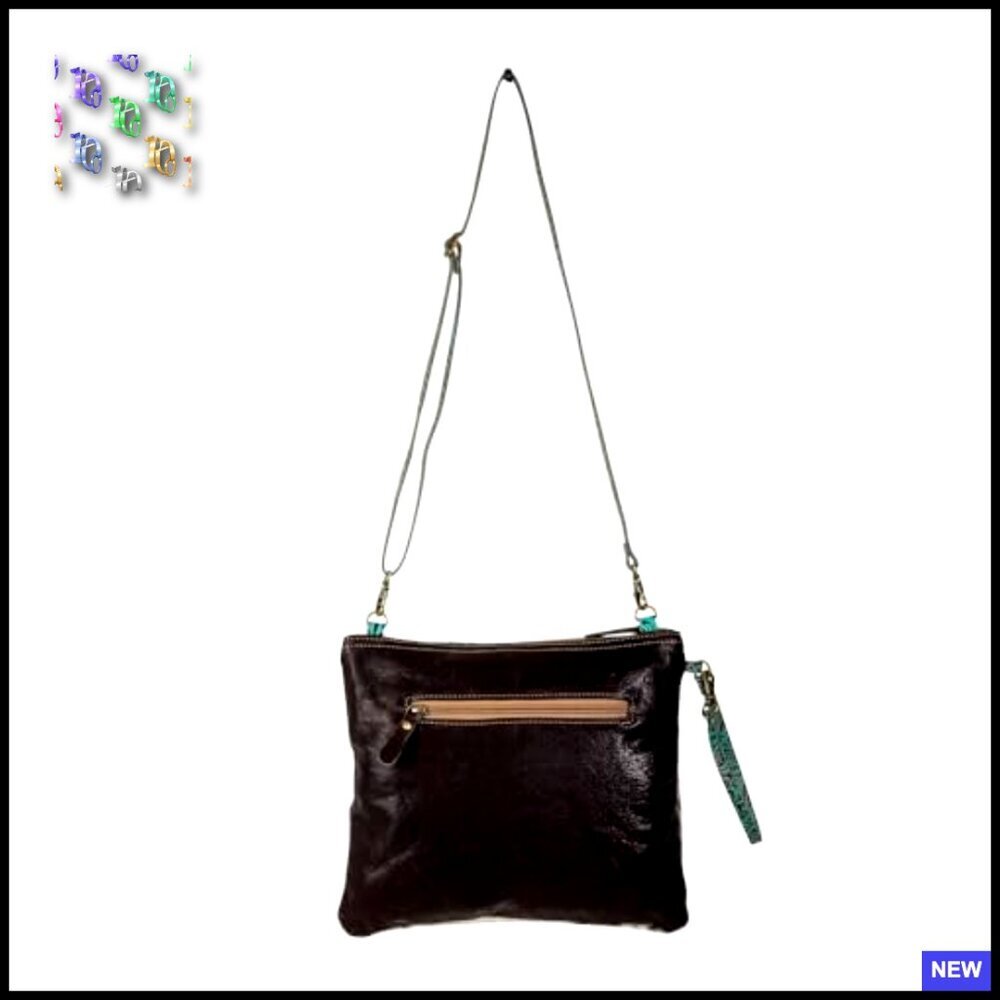 Hand-Tooled Leather Crossbody Bag Western Chic Medium Purse with Straps - Picture 5 of 6